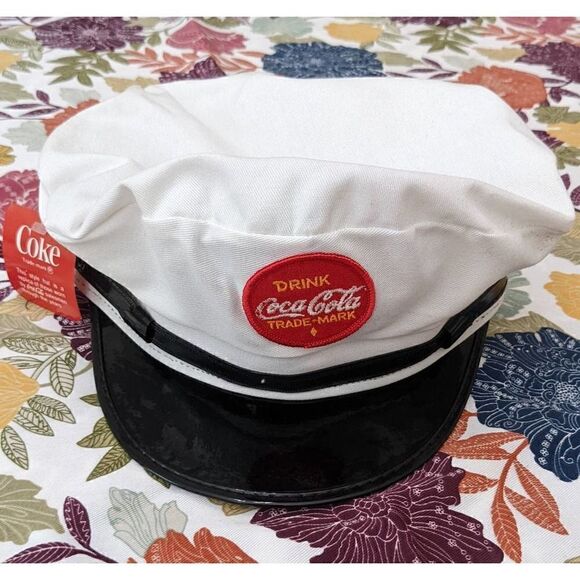 Coca Cola Salesman Delivery Driver Hat Cap Cluster‎ White  Vintage 80s Snapback - Picture 1 of 8